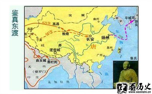 鉴真东渡路线图